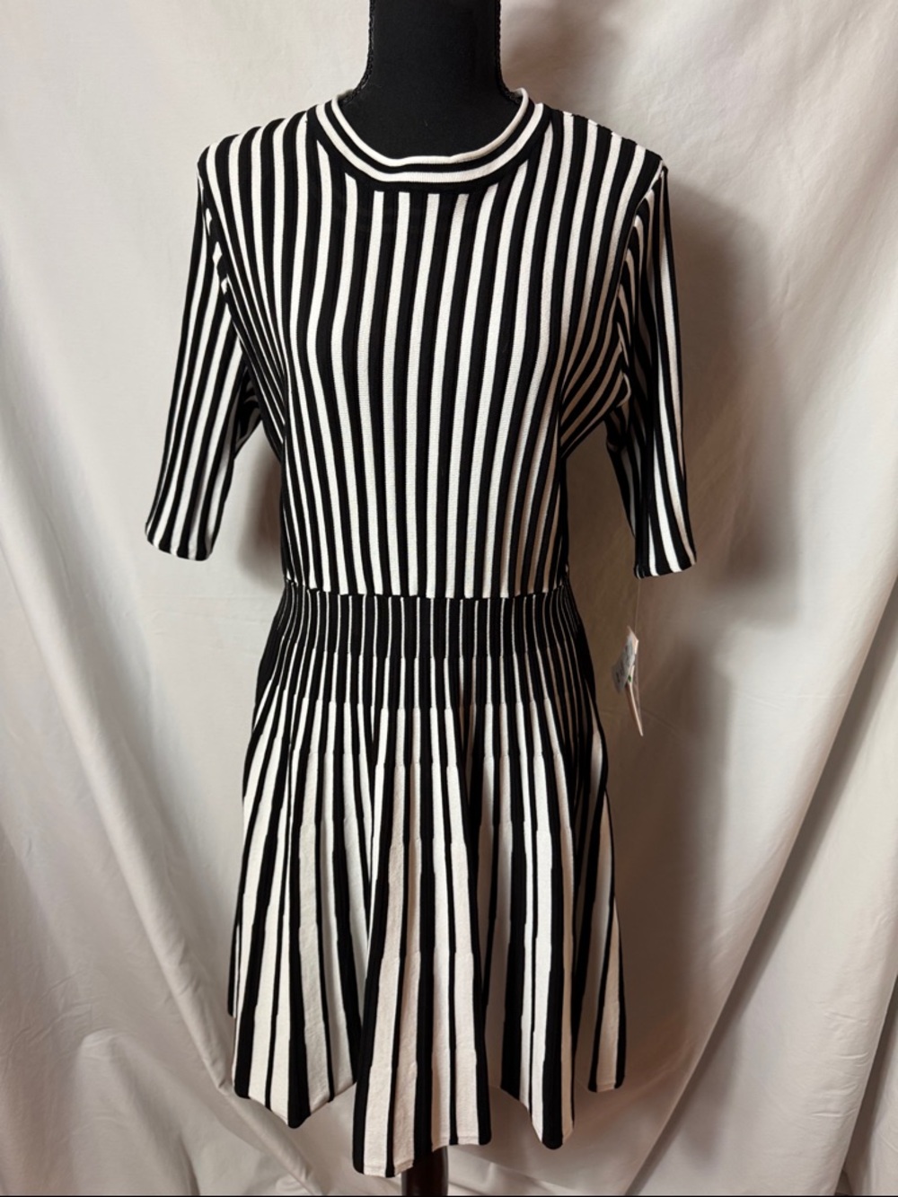 Nanette Lepore Black and White Striped Midi Dress